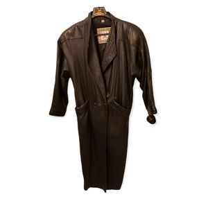 Vintage Labies 1980's full length leather jacket